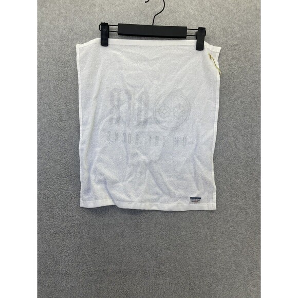 OTR On the Rocks Bar Towel White Graphic Logo Whit Gold metal ring 17.5"x16" - Picture 2 of 8